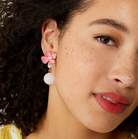 kate spade Pink and Gold Flower Earrings - Picture 2 of 3